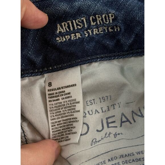 American Eagle Outfitters Super Stretch Artist Crop Denim Jeans Size 8R - Picture 12 of 12
